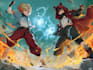 draw characters fighting in dark anime style