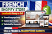 create a fully localized french shopify store ready to sell