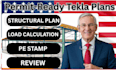 design and pe stamp tekla structural plan, pole barn house and load calculation
