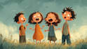 draw cute children comic cartoon in this style