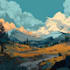 create flat landscape illustration of nature