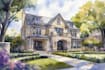 do an watercolor house portrait