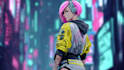 illustrate you as a cyberpunk style character