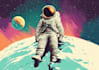 draw galaxy, astronaut mascot logo, cartoon character