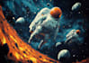 draw galaxy, space, astronaut cartoon design