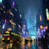 do cyberpunk futuristic city art