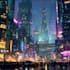 do cyberpunk scifi futuristic city