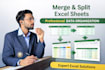 clean, format, merge, and split excel data