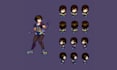 create pixel art character design sprite sheet for games retro pixel animation