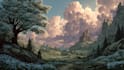 draw fantasy background and landscape