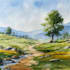 draw a watercolor landscape illustration