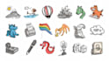 create hand drawn doodle icons, cartoon illustrations
