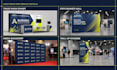 design trade show booth, backdrop, table cover and roll up banner