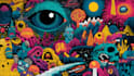 create colorful psychedelic and trippy style illustration