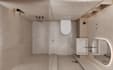 convert cad 2d plan to condo home interior, luxury bedroom, cgi bathroom render