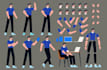 draw 2d character design, 2d cartoon, 2d game character and character sheet