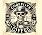 make retro skeleton drinking coffee shop logo