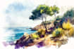draw a watercolor landscape illustration