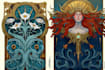 create illustrations in art nouveau style
