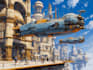 paint science fiction scenes with spaceships and robots