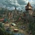 create dark art medieval detailed hand drawn illustration