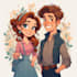 draw cartoon disney couple portrait