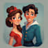 draw cartoon disney couple portrait