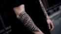 create sleeve tattoo design in geometric style