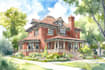 watercolor a house portrait