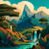 create flat landscape illustration of nature