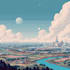create flat landscape illustration of nature