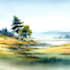 draw a watercolor landscape illustration