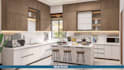 do interior bathroom design and kitchen design 3d rendering