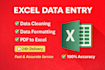 do excel data entry, data cleaning, formatting and data analysis