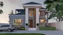 recreate 3d external modern villa, section plan drawing, tropical facade render