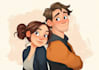 draw a custom cartoon couple portrait
