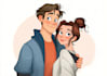 design romantic cartoon couple illustration