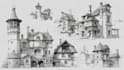 sketch houses and buildings
