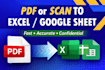 convert PDF, jpg or screenshot into editable excel sheet