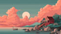 illustrate beautiful flat landscape illustration art