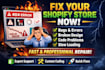 fix shopify store bugs error design issues custom code problem fast