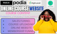 build thinkific, teachable, and podia websites with online course content