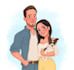 make a cute couple cartoon illustration