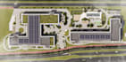 renovate old facade structure, commercial building render, office complex design