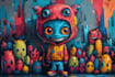 design a unique doodle style nft art, cartoon character