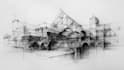 draw architectural sketch of buildings