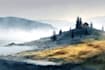 draw a watercolor landscape illustration