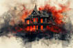 draw halloween house illustration