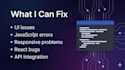 fix frontend bugs in javascript, react, HTML and CSS