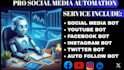 develop instagram, tiktok, youtube, an twitter auto follow and dm bots